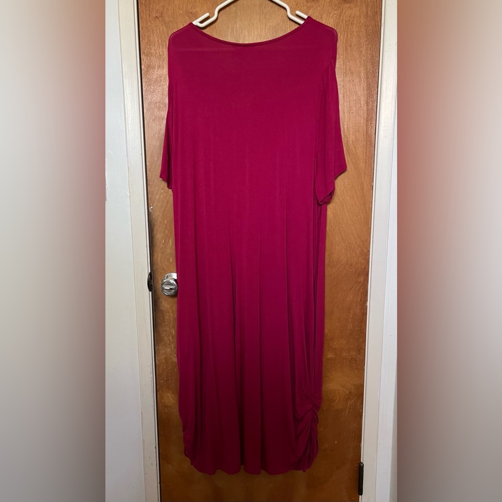 Lane Bryant deep pink bottom cinch side ties maxi dress 22/24 - Picture 2 of 10